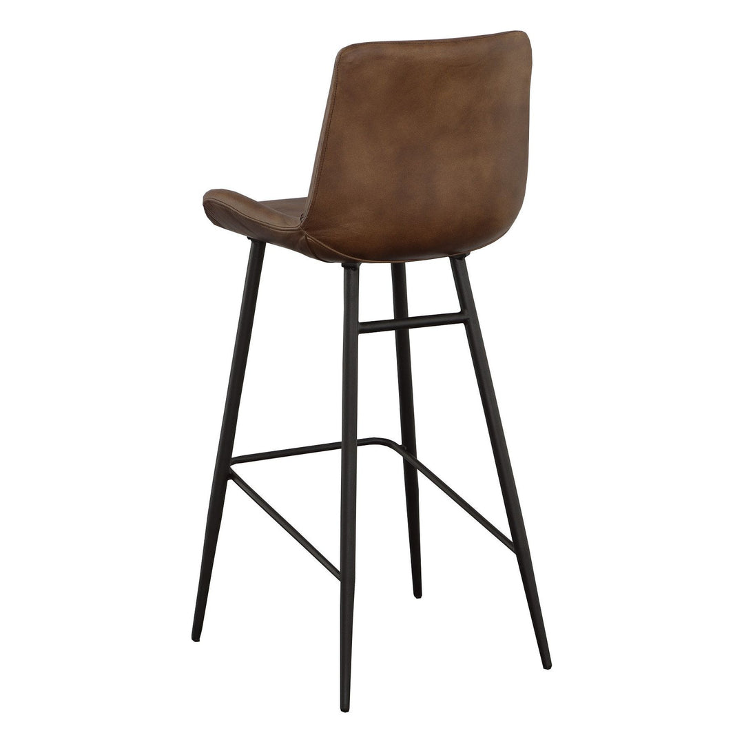 Nadia Bar Stool - Matte Black - Metal,Leather