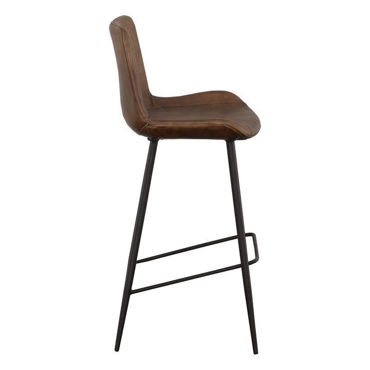 Nadia Bar Stool - Matte Black - Metal,Leather