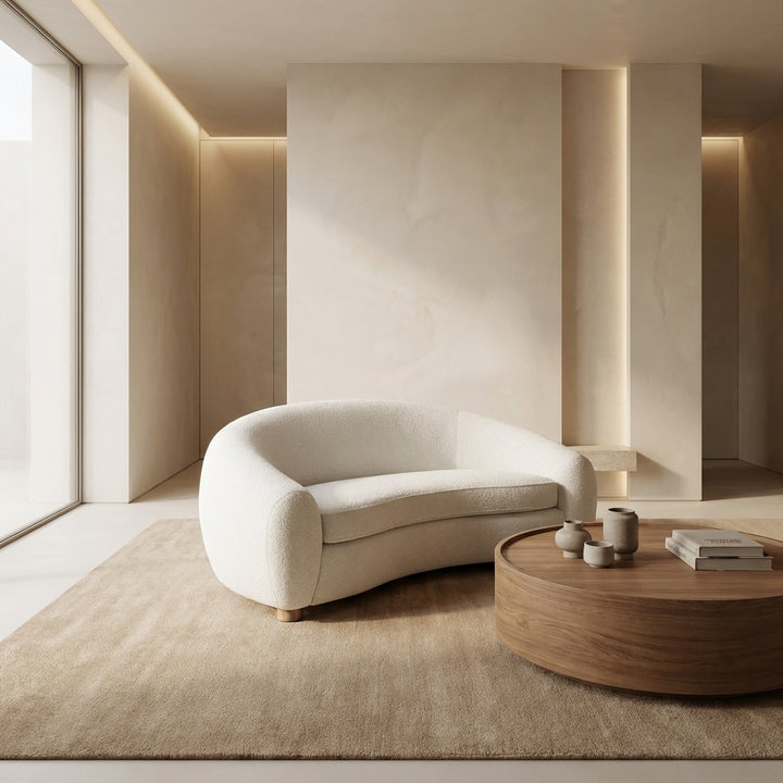 Charlotte Curved Sofa 71" - Ivory Boucle