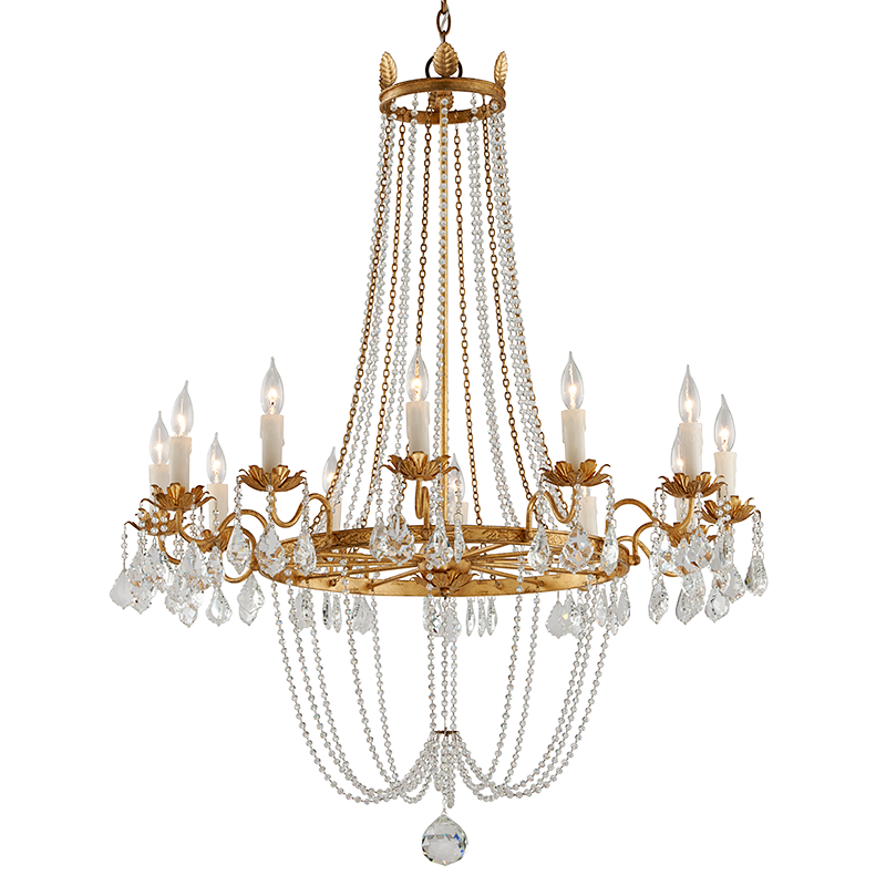 Viola Chandelier - Vintage Gold Leaf