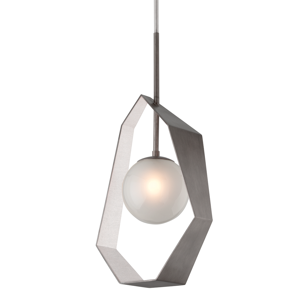 Pendants Origami Pendant - Graphite With Silver Leaf