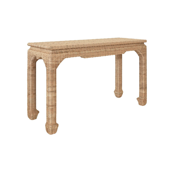 Fabian - Ming Style Console Table In Woven Rattan