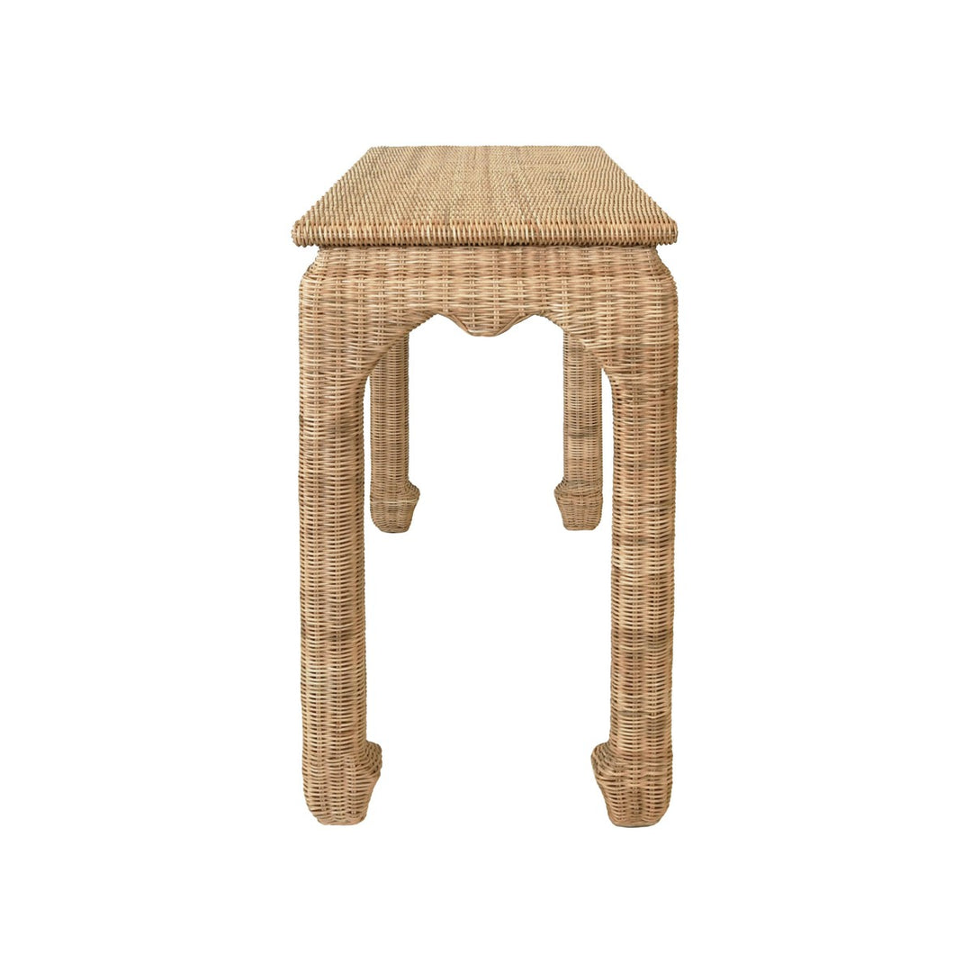 Fabian - Ming Style Console Table In Woven Rattan