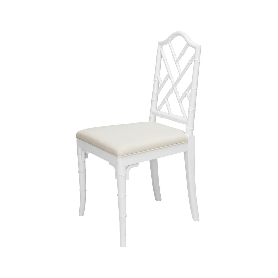 Fairfield - Chippendale Style Bamboo Dining Chair In White  Lacquer