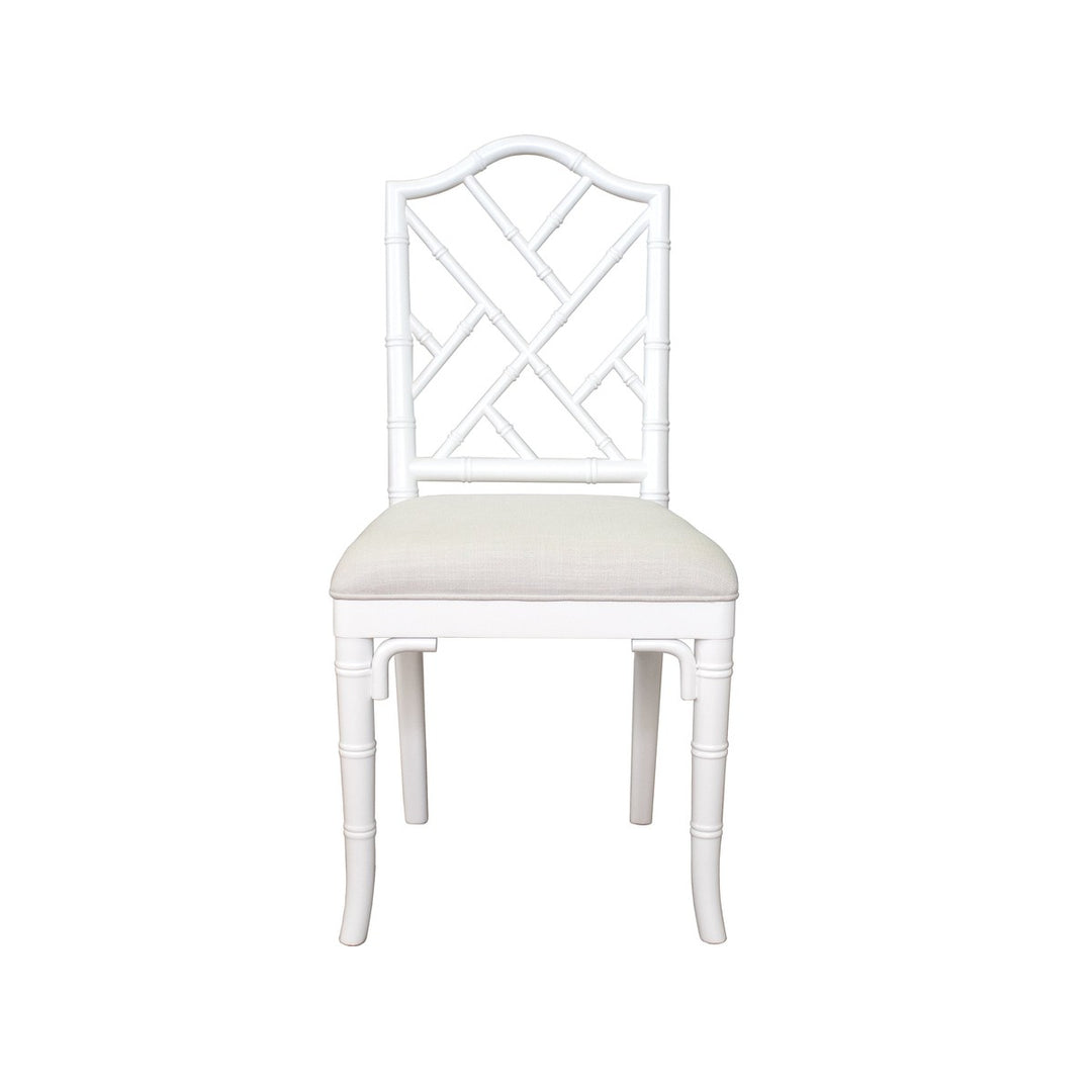 Fairfield - Chippendale Style Bamboo Dining Chair In White  Lacquer