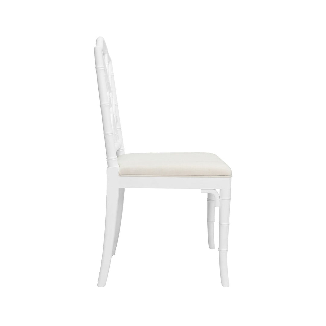 Fairfield - Chippendale Style Bamboo Dining Chair In White  Lacquer