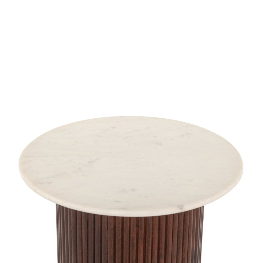 Amalfi 22" Mango Wood and White Marble Side Table-Home Trends & Designs-HOMETD-FAM-ST22WM-Side Tables-2-France and Son