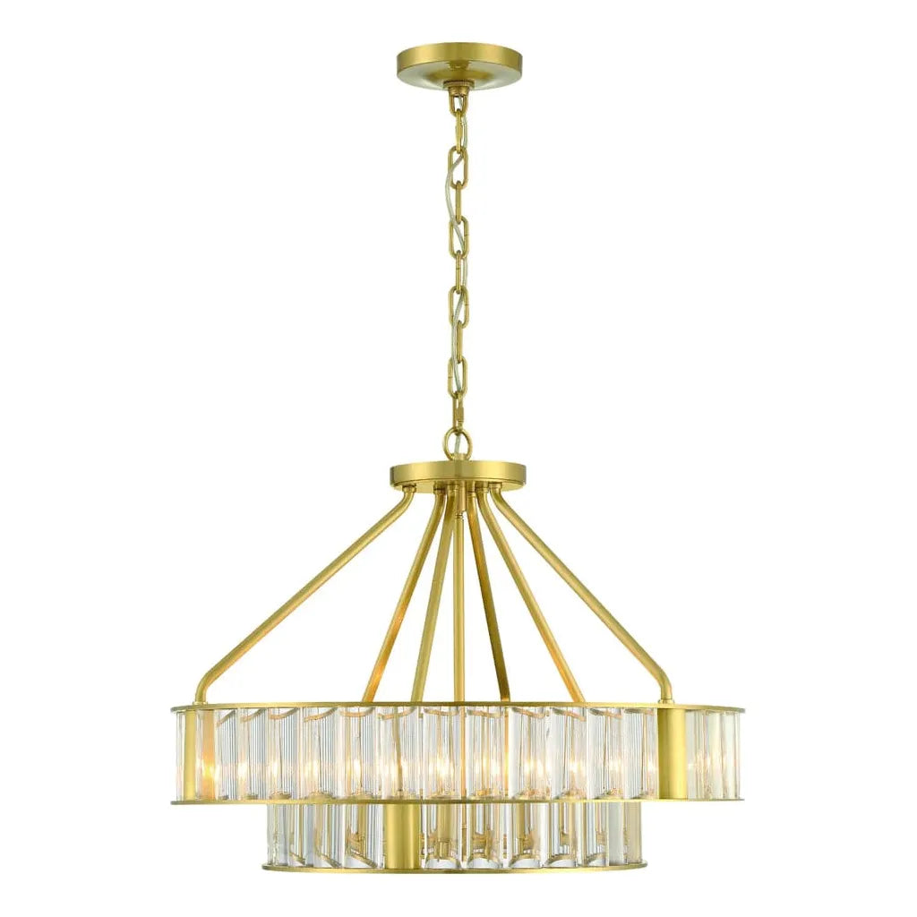 Farris 6 Light Aged Brass Chandelier-Crystorama Lighting Company-CRYSTO-FAR-6006-AG-Flush Mounts-3-France and Son