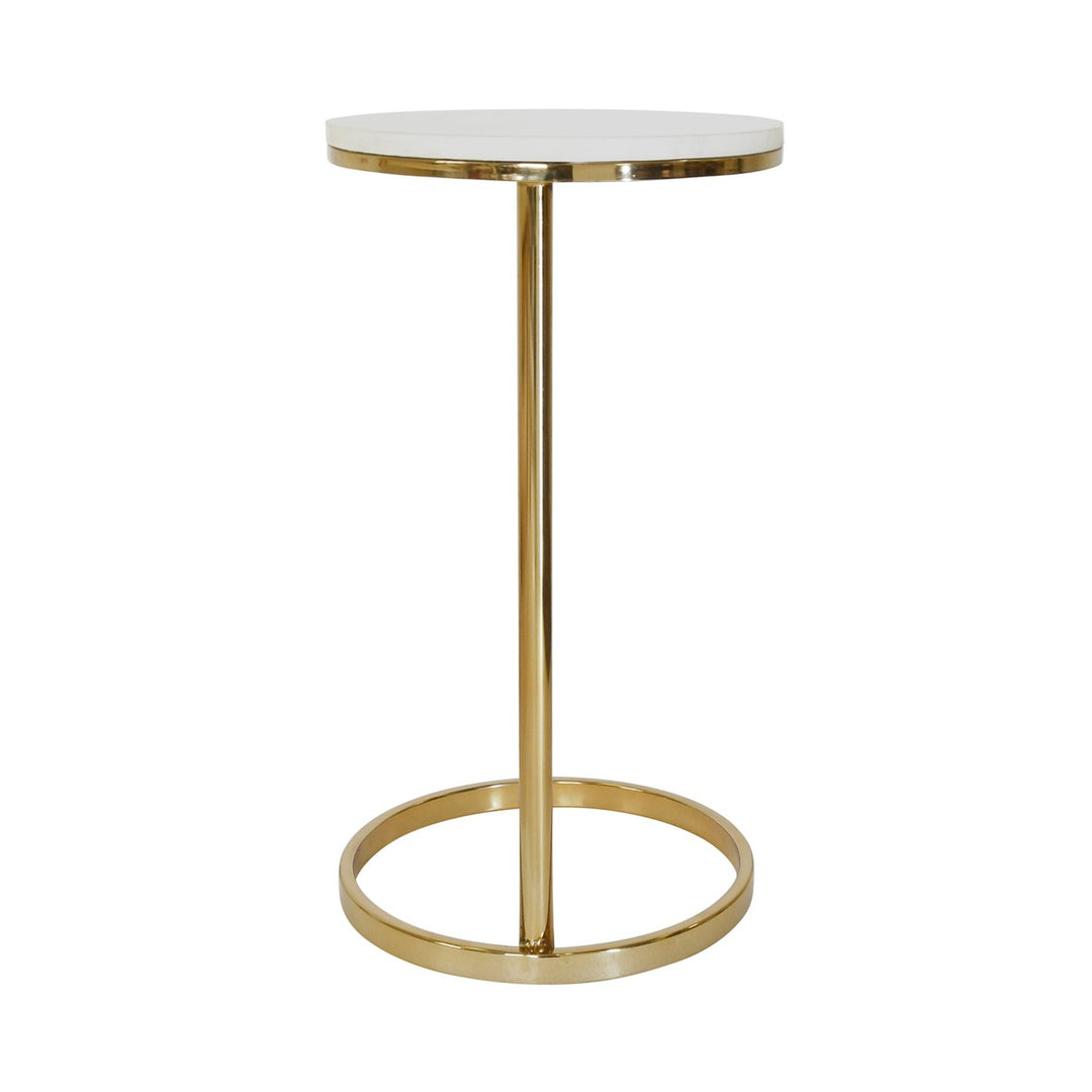 Farren - Round Cigar Table With Brass Pole Base And White Marble Top