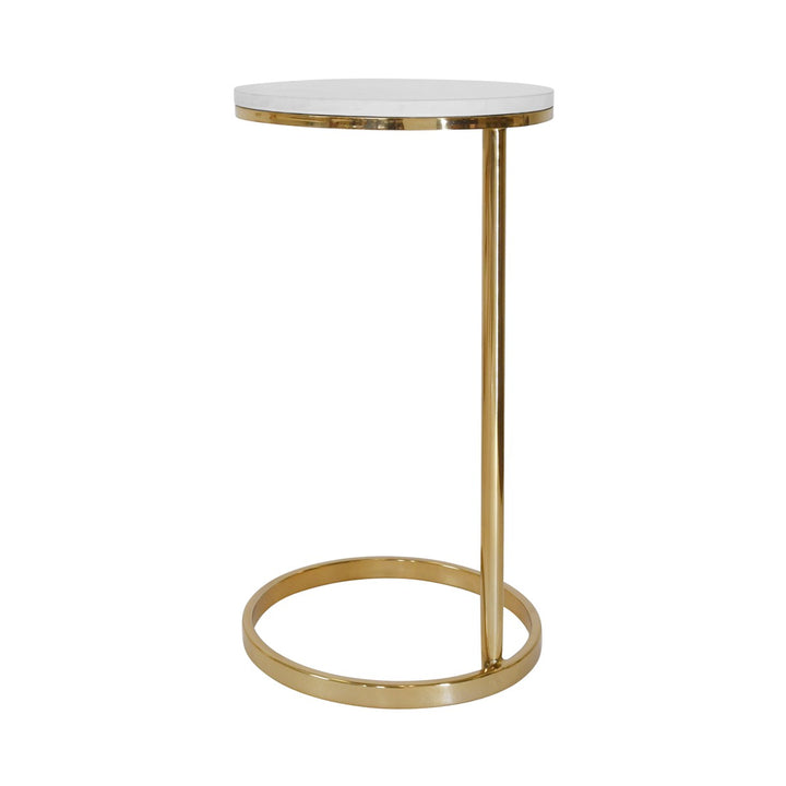 Farren - Round Cigar Table With Brass Pole Base And White Marble Top