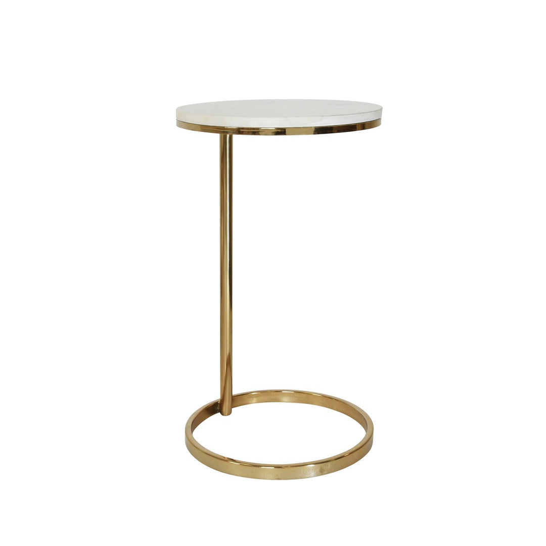 Farren - Round Cigar Table With Brass Pole Base And White Marble Top