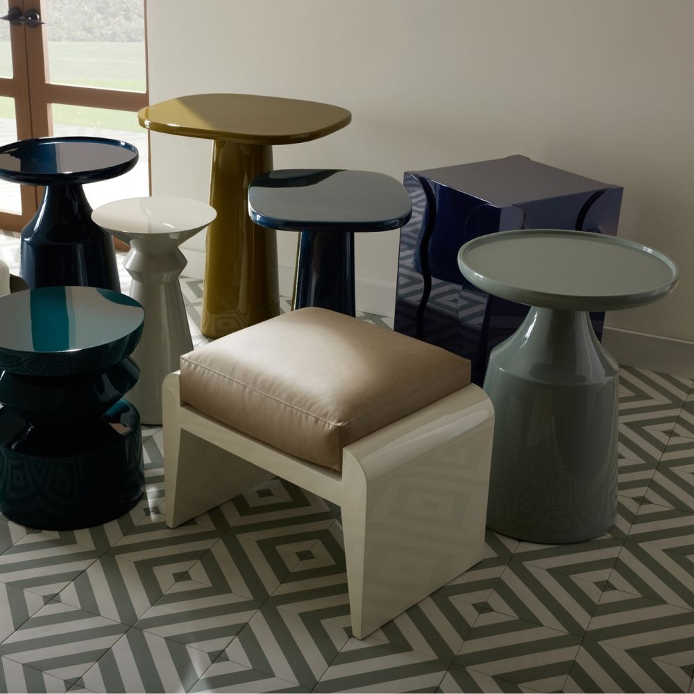 Side Tables Paisley Accent Table - Blue
