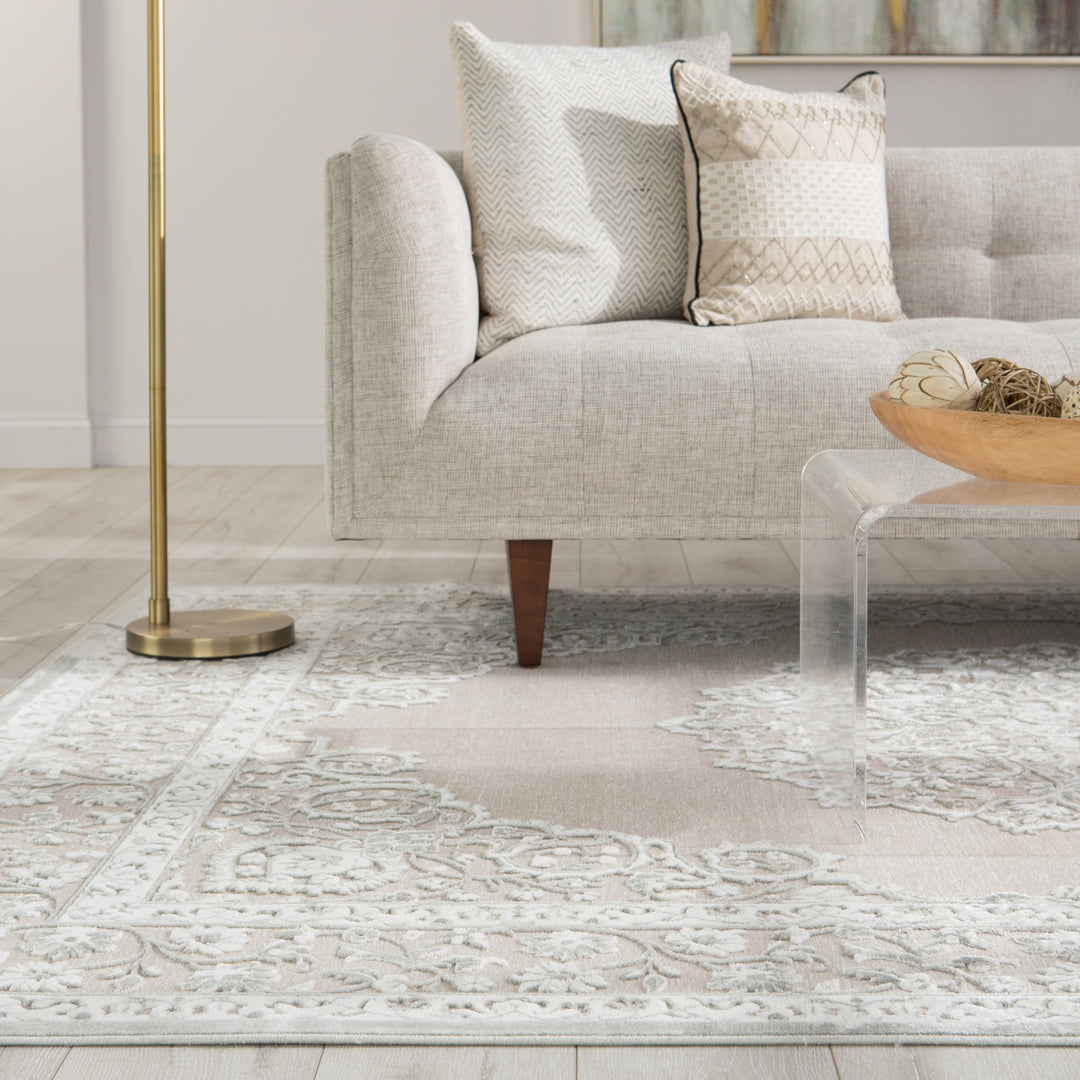 Jaipur Living Malo Medallion Gray/ White Area Rug (8'10"X11'9")