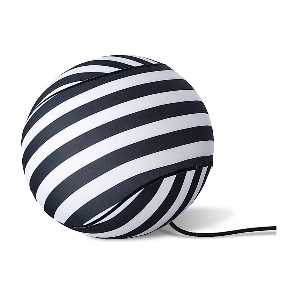 Striped Up Chair with Tethered Ball Ottoman-France & Son-FB8011BLKWHT-Lounge Chairs-5-France and Son