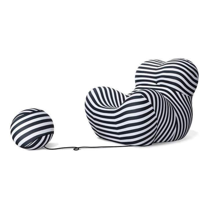 Striped Up Chair with Tethered Ball Ottoman-France & Son-FB8011BLKWHT-Lounge Chairs-1-France and Son