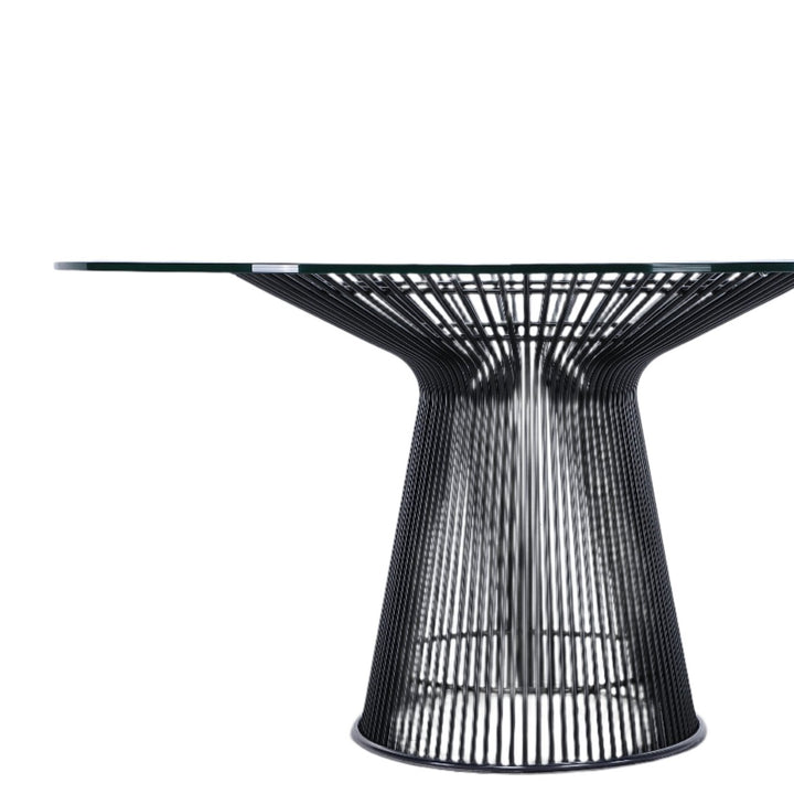 Platner Stainless Steel Dining Table with Glass Top