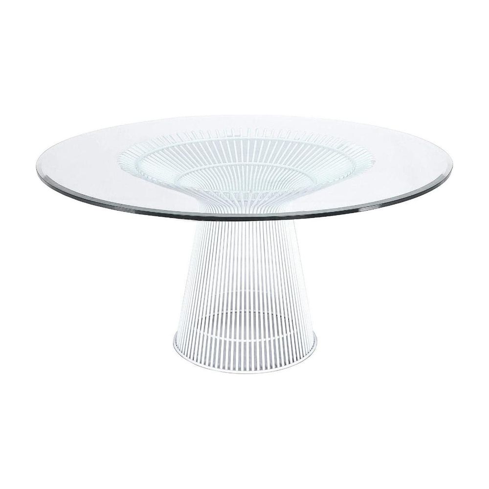 Mid Century Platner Stainless Steel Dining Table-France & Son-FB9688GLSWHT-Dining TablesWhite-7-France and Son