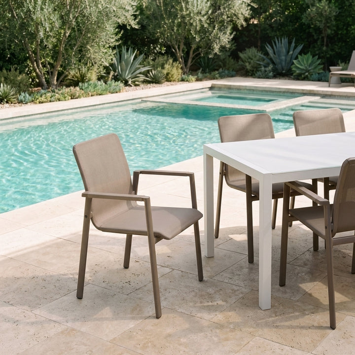 Lanai Mesh Stackable Outdoor Dining Arm Chair