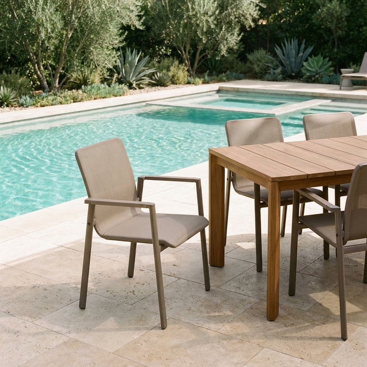 Lanai Mesh Stackable Outdoor Dining Arm Chair