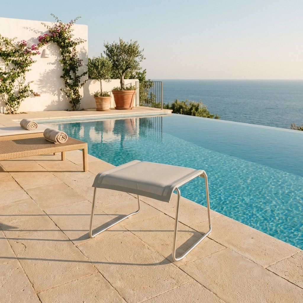 Markos Outdoor Ottoman with Sunbrella Fabric