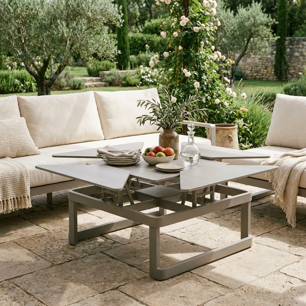 Lorenz Outdoor Coffee Table with Convertible Lift Top for Dining