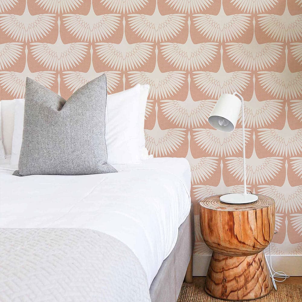 Feather Flock Peel And Stick Wallpaper By Genevieve Gorder-Tempaper & Co.-Tempaper-FE4023-DecorSingle Roll-Chalk Scallops-13-France and Son