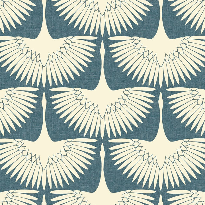 Feather Flock Peel And Stick Wallpaper By Genevieve Gorder-Tempaper & Co.-Tempaper-FE14027-DecorSingle Roll-Denim Blue Scallops-7-France and Son