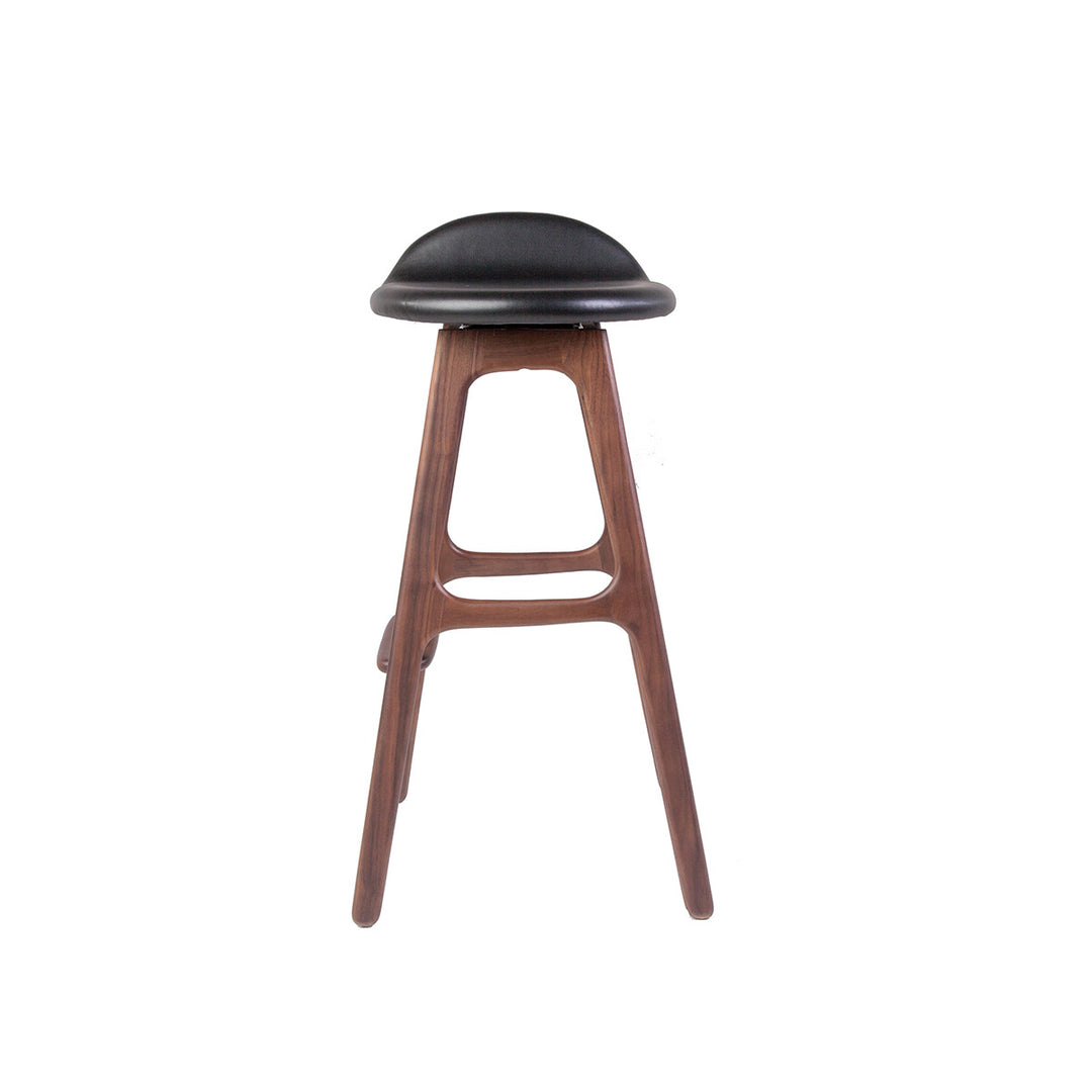 Buch Leather Counter Stool with Walnut Frame