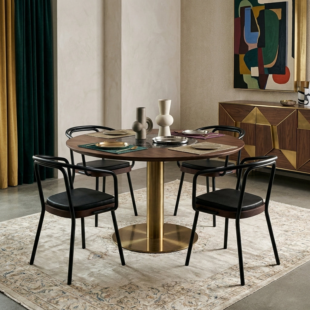 ChomChom Dining Chair with Leather Seat - Set of 4