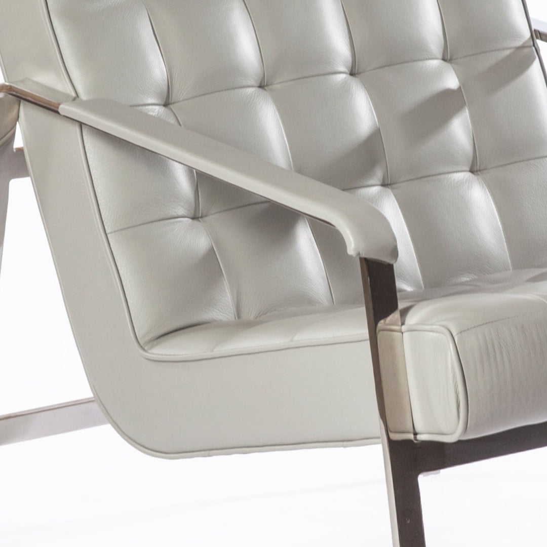 Hermes Tufted Leather Lounge Chair-France & Son-FEC6049GREY-Lounge Chairs-4-France and Son