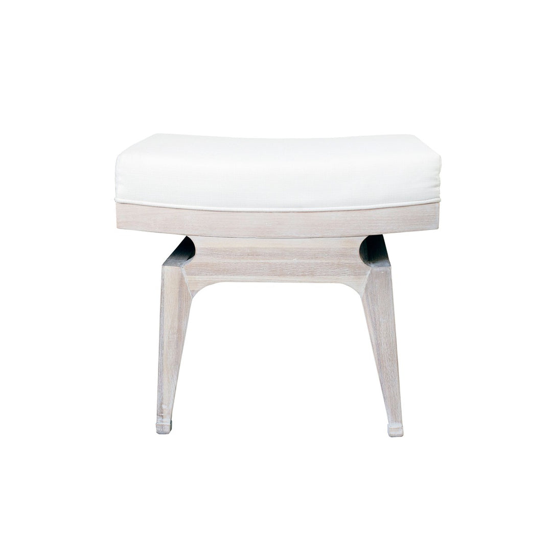 Fergie - Rectangular Stool With White Linen Cushion In Light Cerused Oak