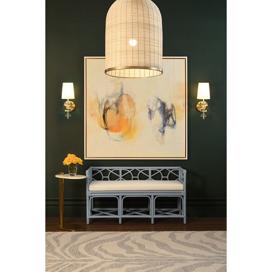 Bell Shaped Natural Rattan Pendant With Satin Brass Trim