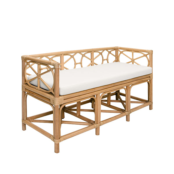 Benches Decorative Bench With Performance Ivory Cushion In Rattan