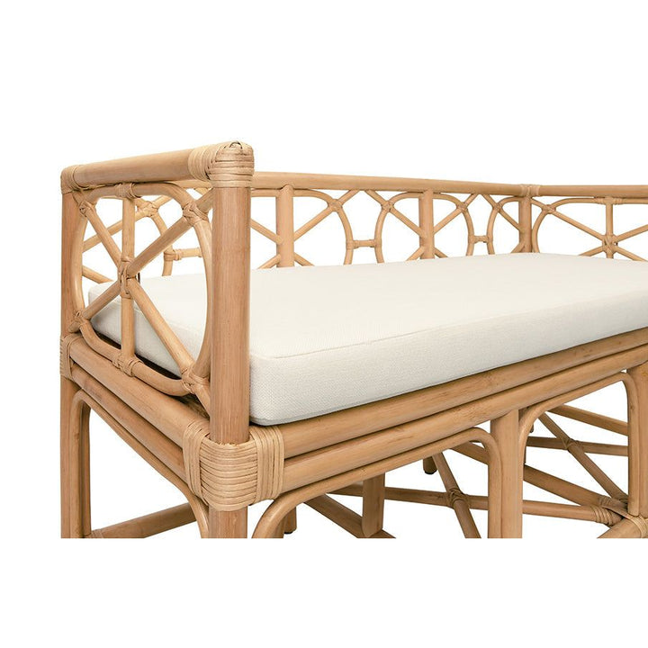 Benches Decorative Bench With Performance Ivory Cushion In Rattan