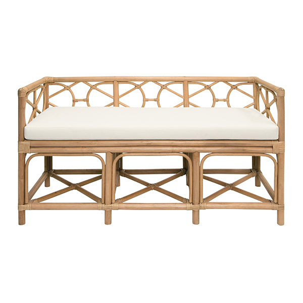 Benches Decorative Bench With Performance Ivory Cushion In Rattan