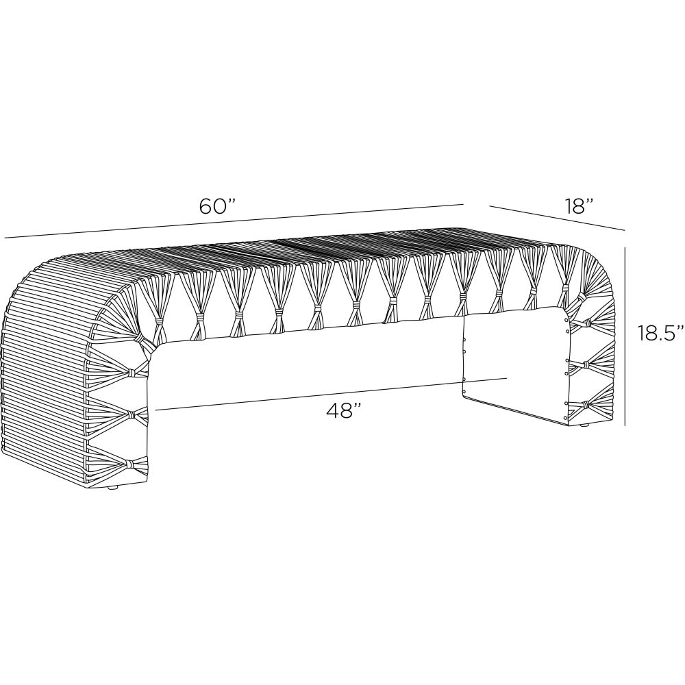Roldan Waterfall Bench with Leather Straps