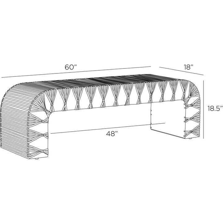 Roldan Waterfall Bench with Leather Straps