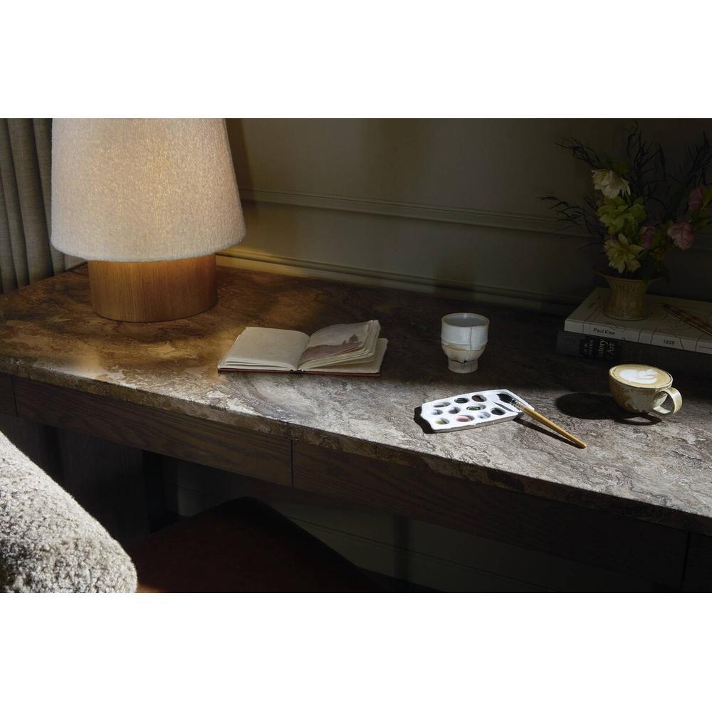 Lawson Desk: Warm Grey Marble - Brown Oak Veneer