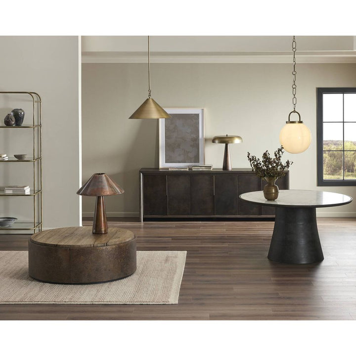 Balboa Outdoor Dining Table - Veined White Marble