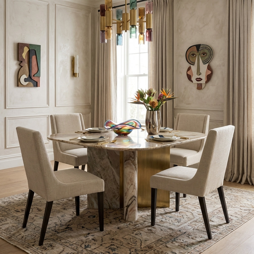 Jake Upholstered Dining Chair with Textured Linen Fabric
