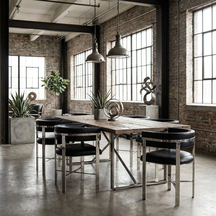 Art Dining Chair by Kelly Hoppen - Black Leather/ Stainless Steel