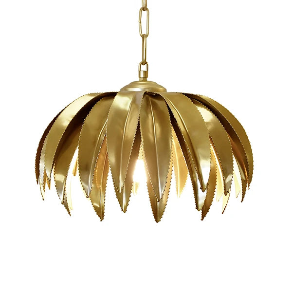 Fifi Palm Leaf Pendant In Antique Brass