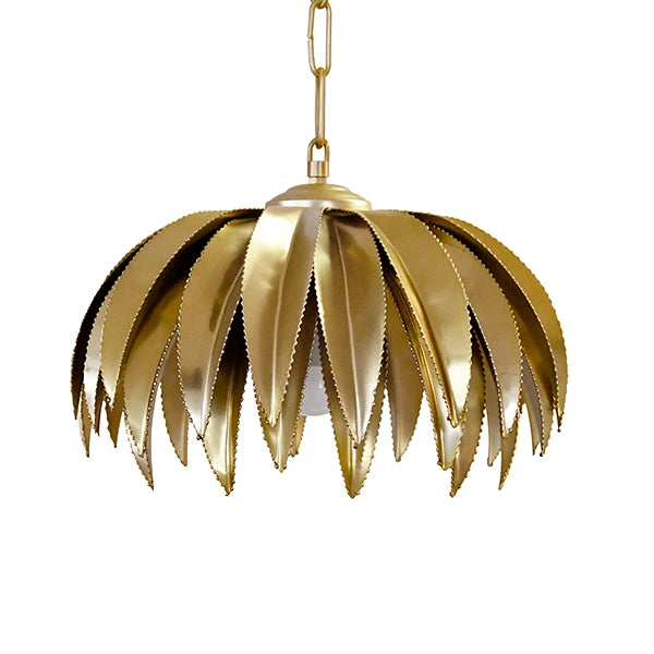 Fifi Palm Leaf Pendant In Antique Brass