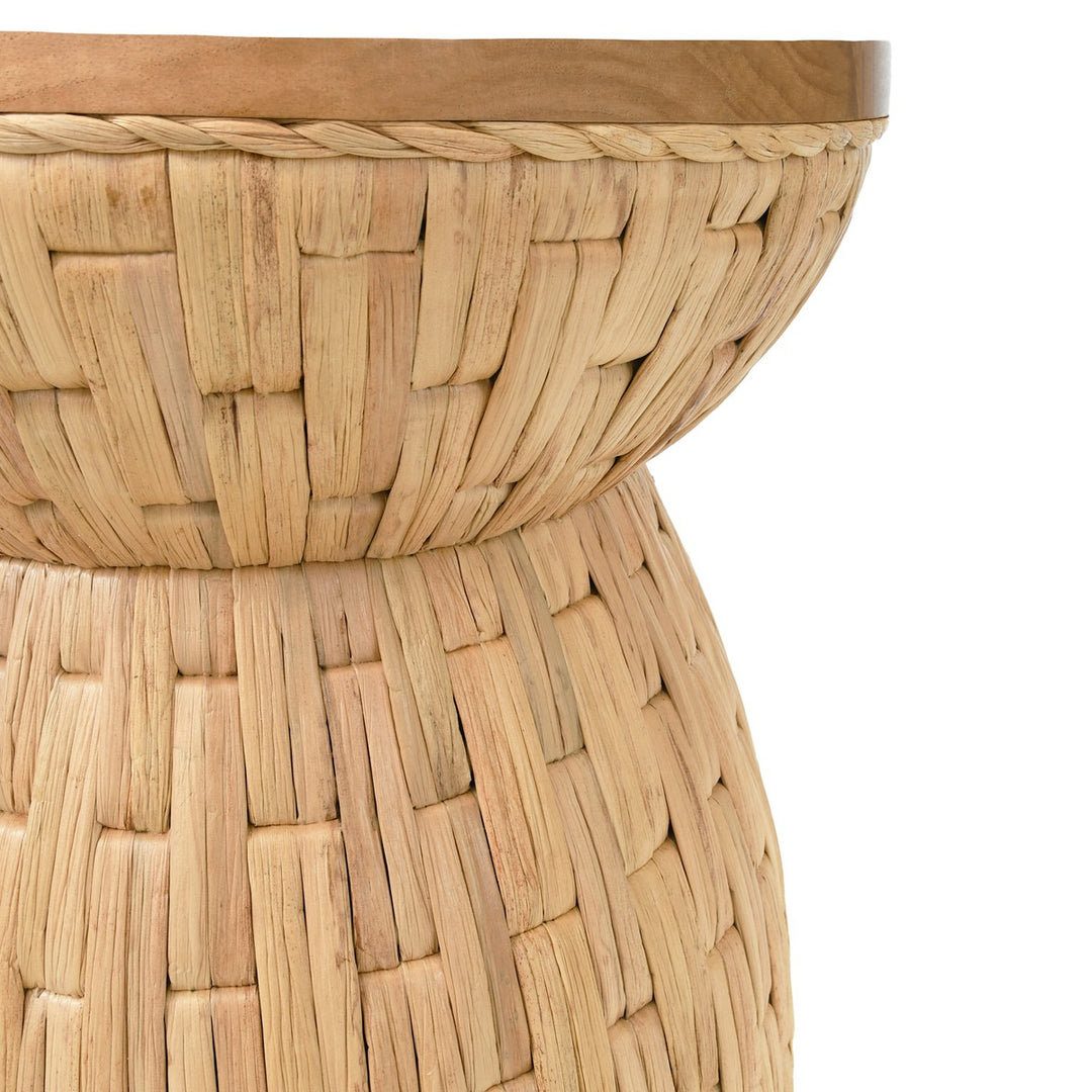 Fiji - Round Occasional Table With Water Hyacinth Weave And Mindi Wood Top