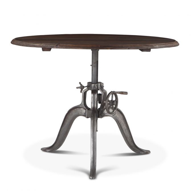 Industrial Loft 48-Inch Adjustable Crank Round Table with Reclaimed Teak Top-Home Trends & Designs-HOMETD-FIL-RD48WG-Dining Tables-2-France and Son
