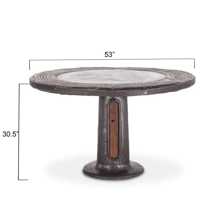 Industrial Loft 53-Inch Round Marble and Cast Iron Table-Home Trends & Designs-HOMETD-FIL-RD55-Dining Tables-5-France and Son