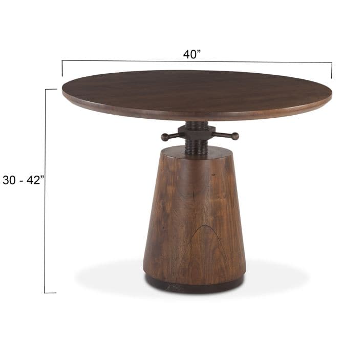 Industrial Modern 40" Round Adjustable Table Walnut-Home Trends & Designs-HOMETD-FIM-RDA40WN-Dining Tables-2-France and Son