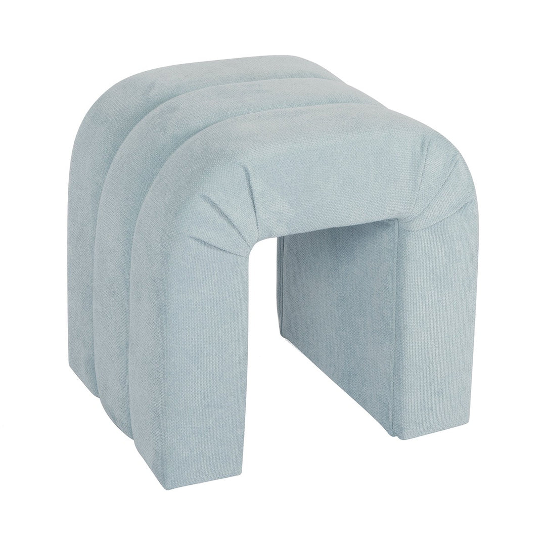 Finch - Horizontal Channeled Stool In Performance Light Blue Chenille