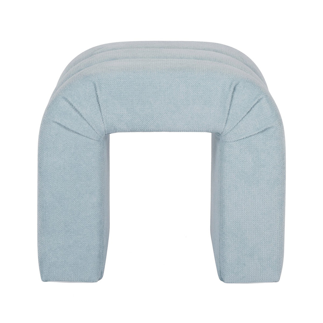 Finch - Horizontal Channeled Stool In Performance Light Blue Chenille