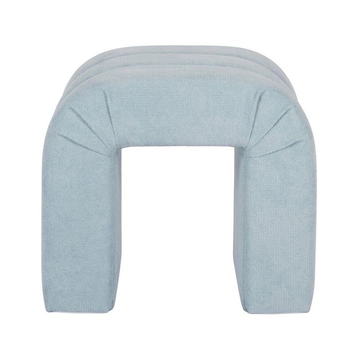 Finch - Horizontal Channeled Stool In Performance Light Blue Chenille